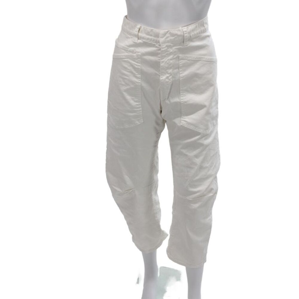 Nili Lotan Unisex White Capri Pants 98% Cotton 2% Elastane Zip Size 00